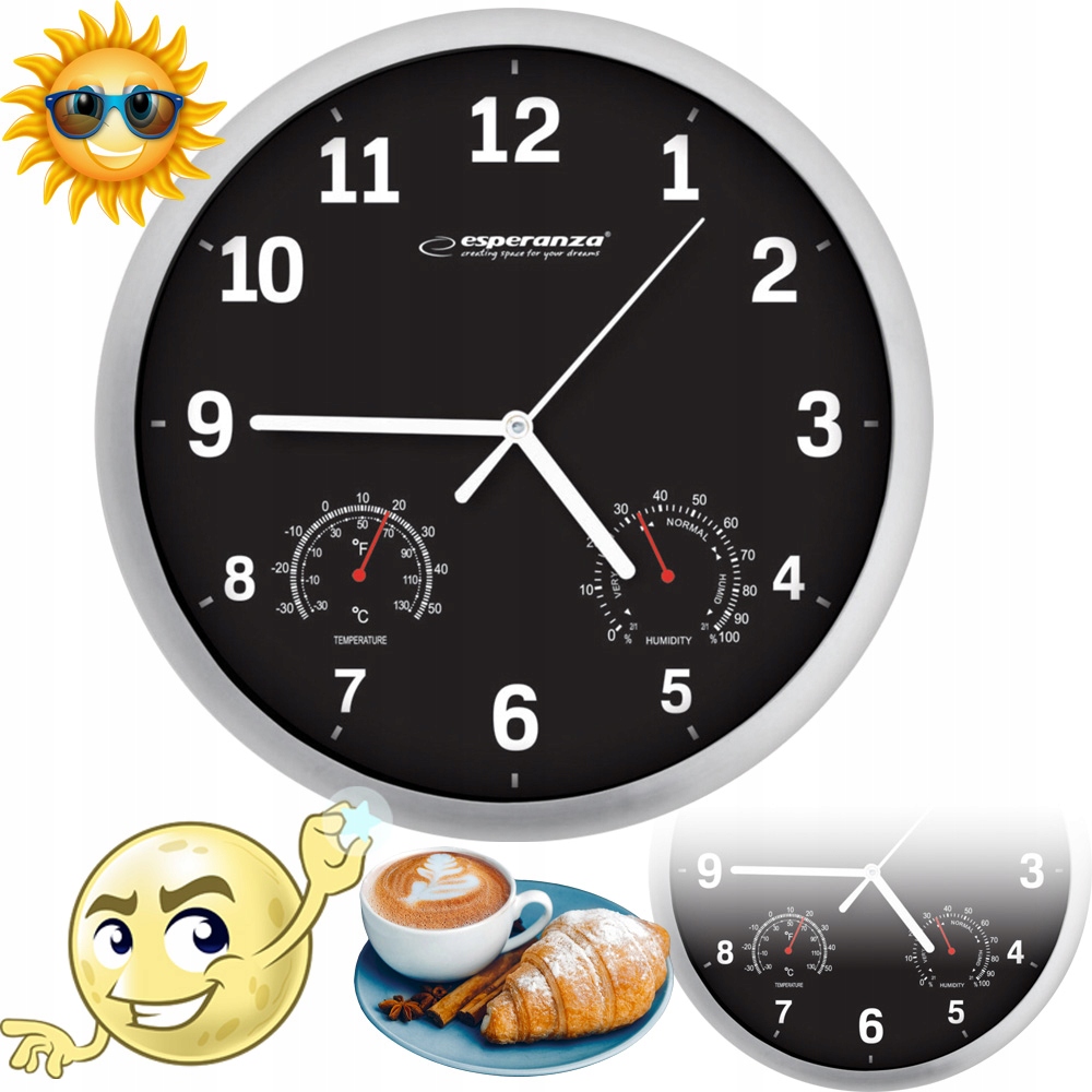 

Zegar Ścienny Wilgotność Temperatura 3W1 Czytelny
