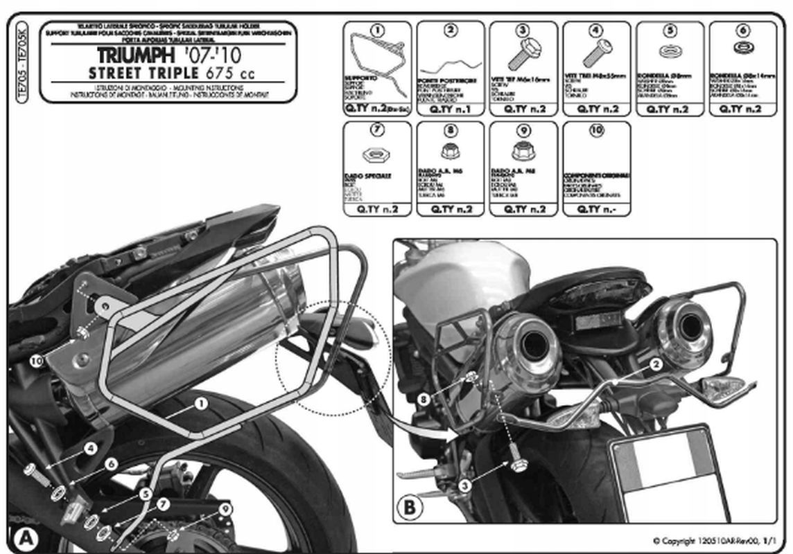 Kappa Bočná Taška Pod Tašky Triumph Street Triple 675 (07-12) R