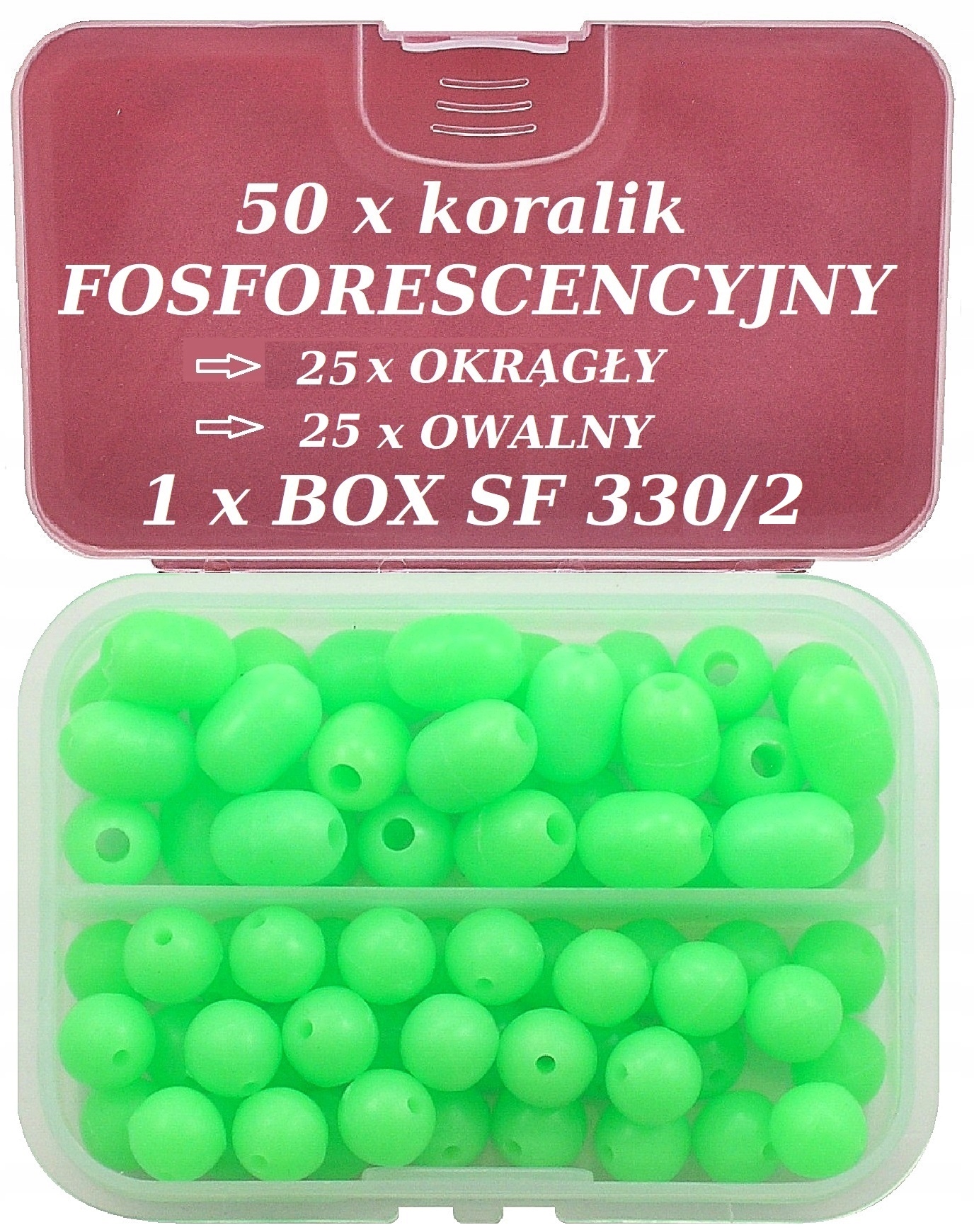 SURFCASTING DUŻE KORALIKI FOSFORYZUJĄCE DO BUDOWY PRZYNĘT 50 szt.