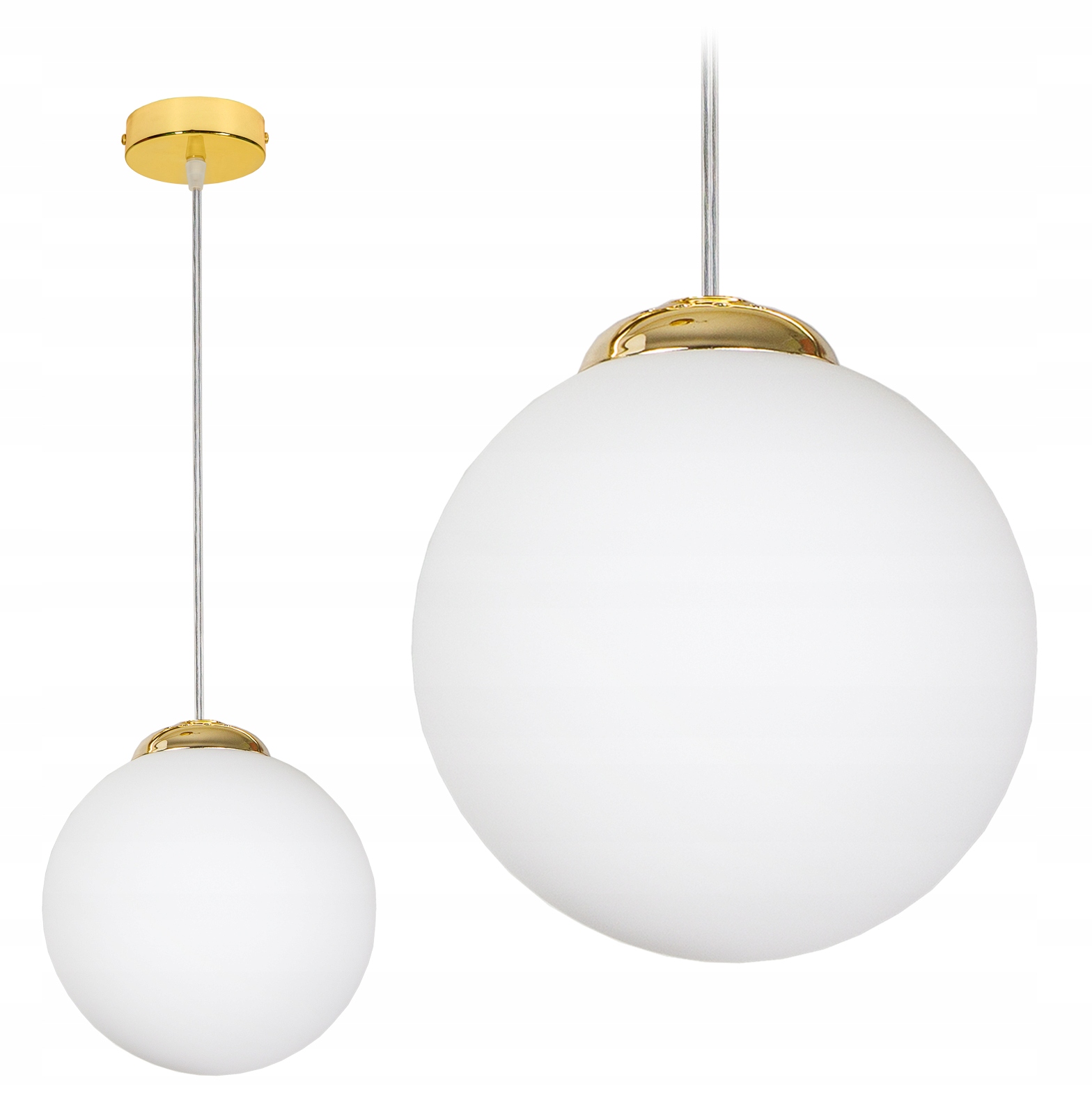 LAMPA WISZĄCA SUFITOWA PLAFON ŻYRANDOL ZŁOTA BIAŁA KULA LED