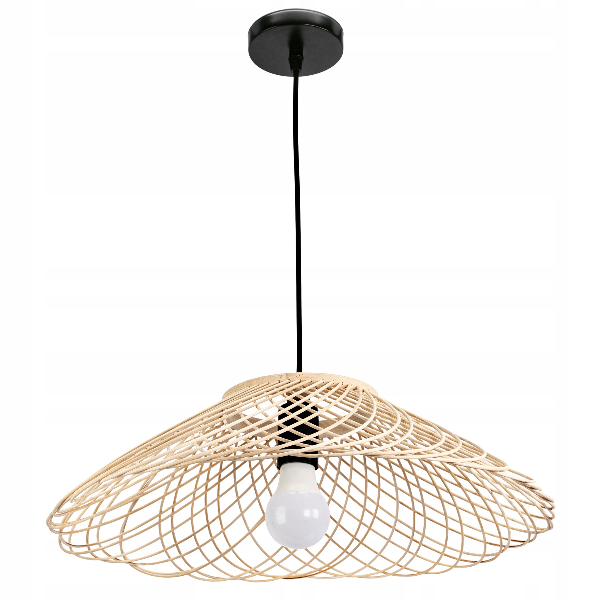 Závesná Stropná Lampa Boho Prírodná Pletená Hnedá Svetlá 46 cm Toolight