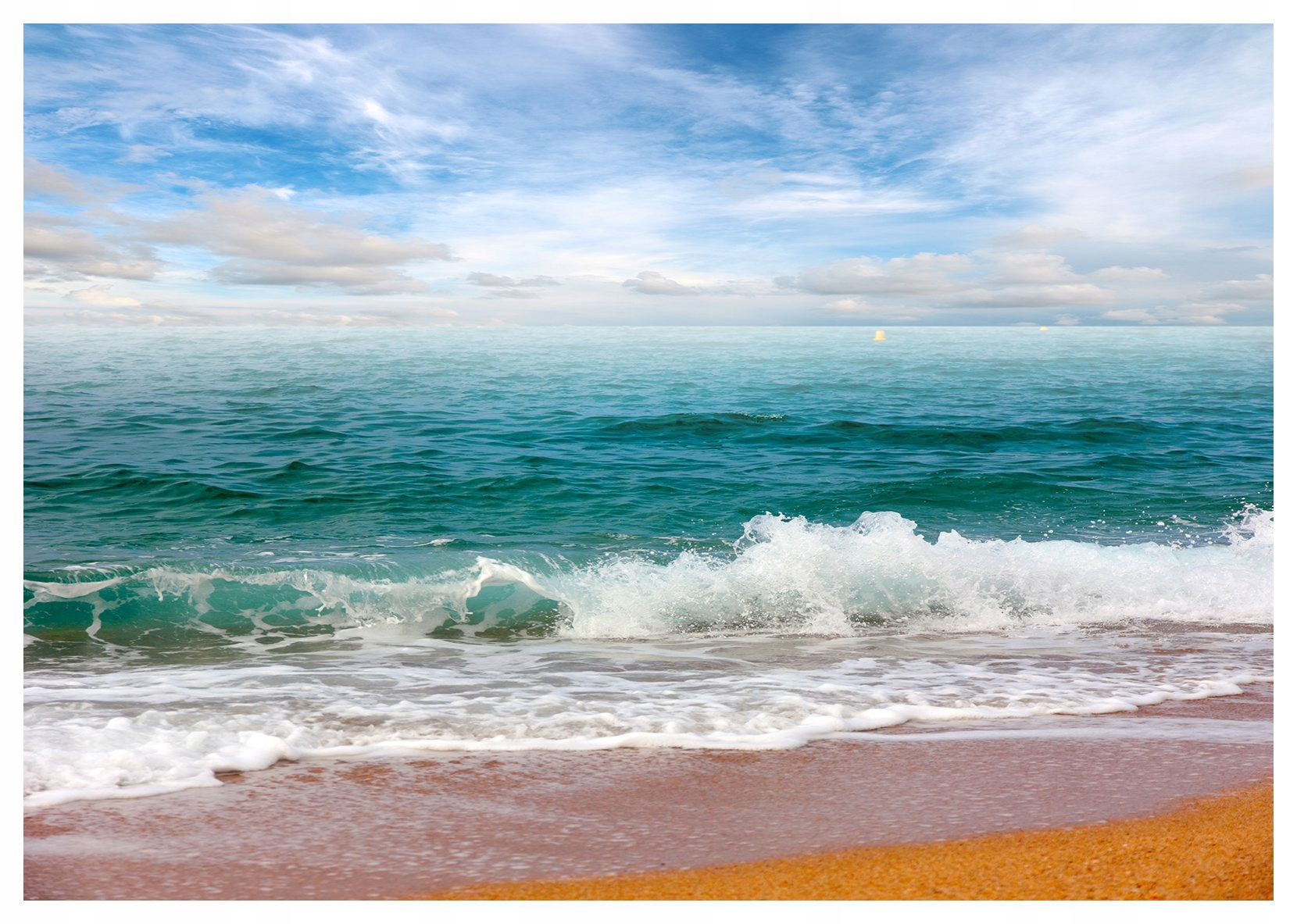 Vliesová fototapeta Zlatá pláž Moře Písek Světle Modrá 312x219 lepidlo