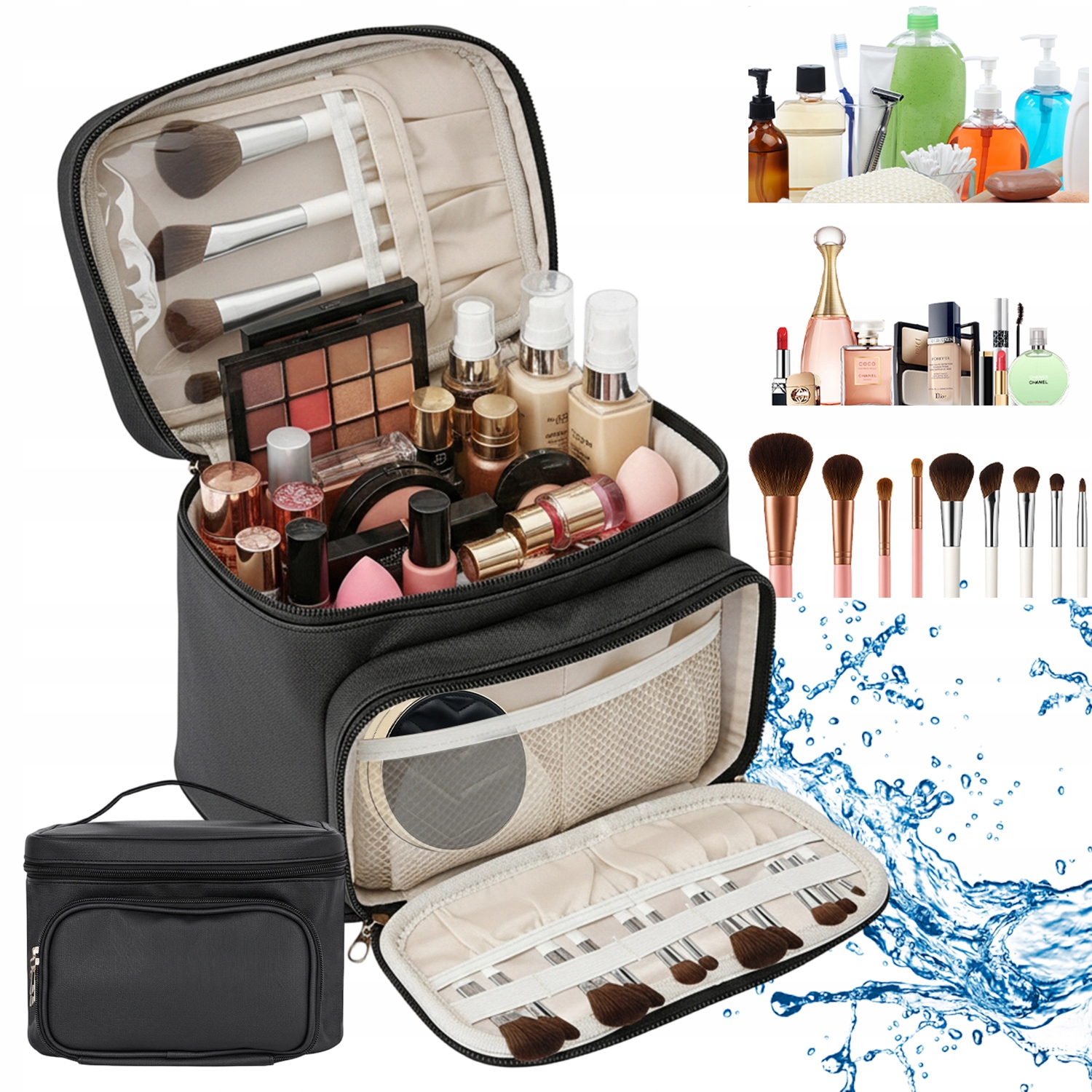 Kosmetyczka Podróżna Duża Wodoodporna Organizer Na Akcesoria Beauty