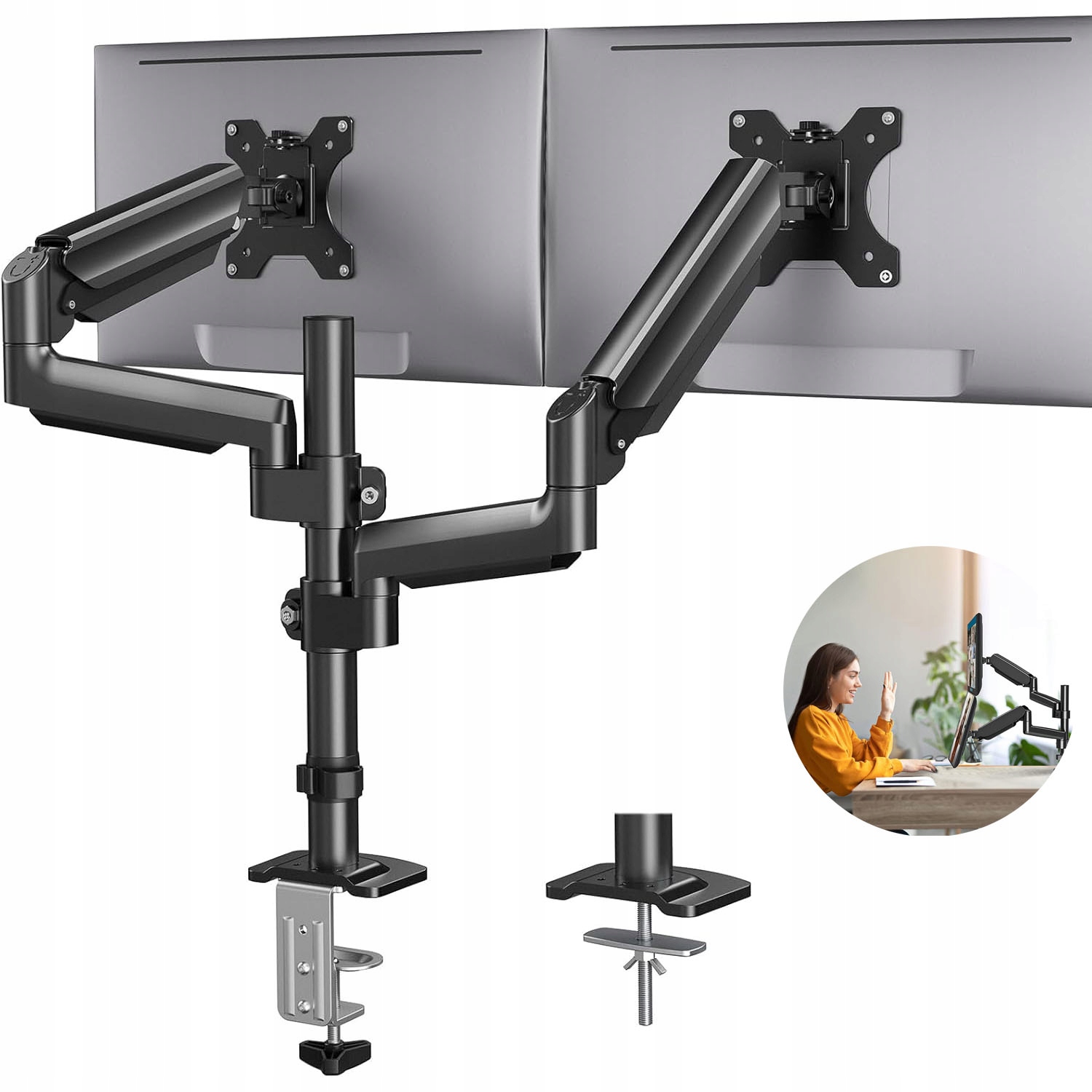 Držák na Dva Monitory Stolní Duální Držák pro Monitory 13-32 Palců
