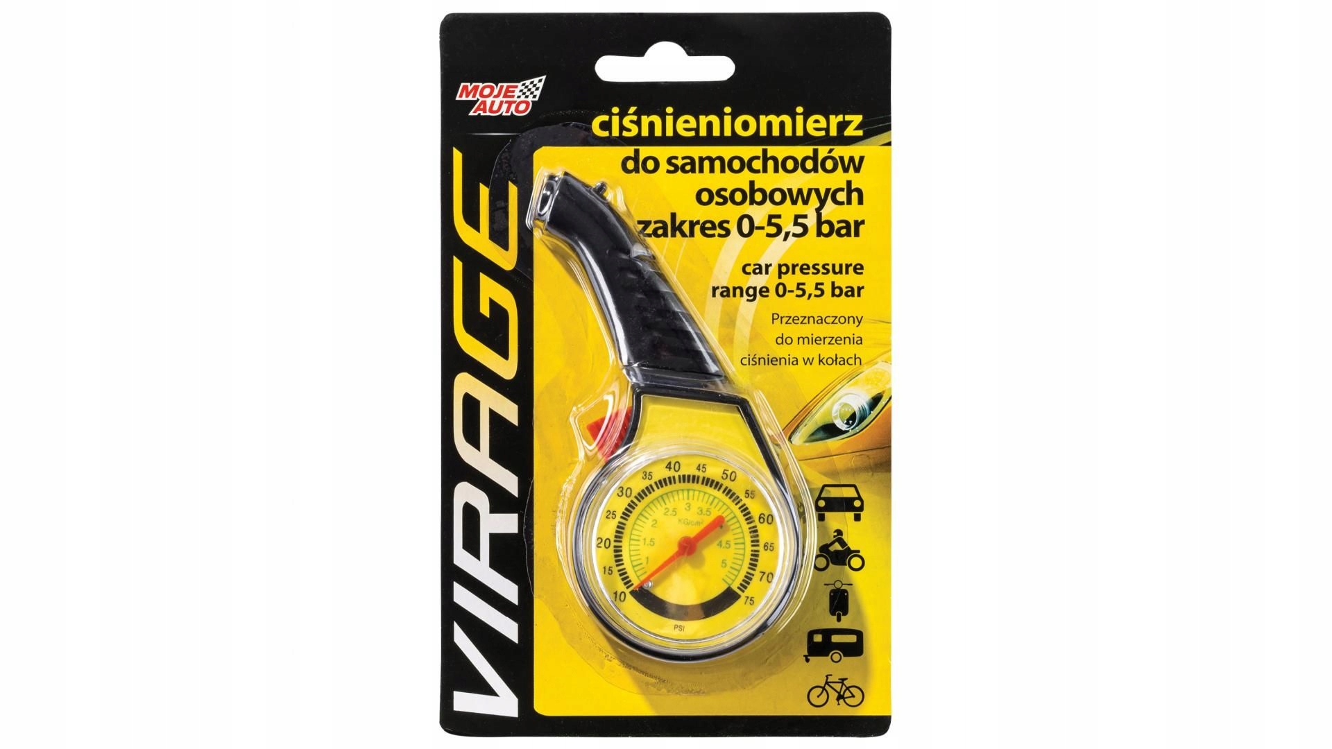 MOJE AUTO VIRAGE CIŚNIENIOMIERZ DO SAMOCHODÓW OSOBOWYCH ZAKRES 0-55 BAR