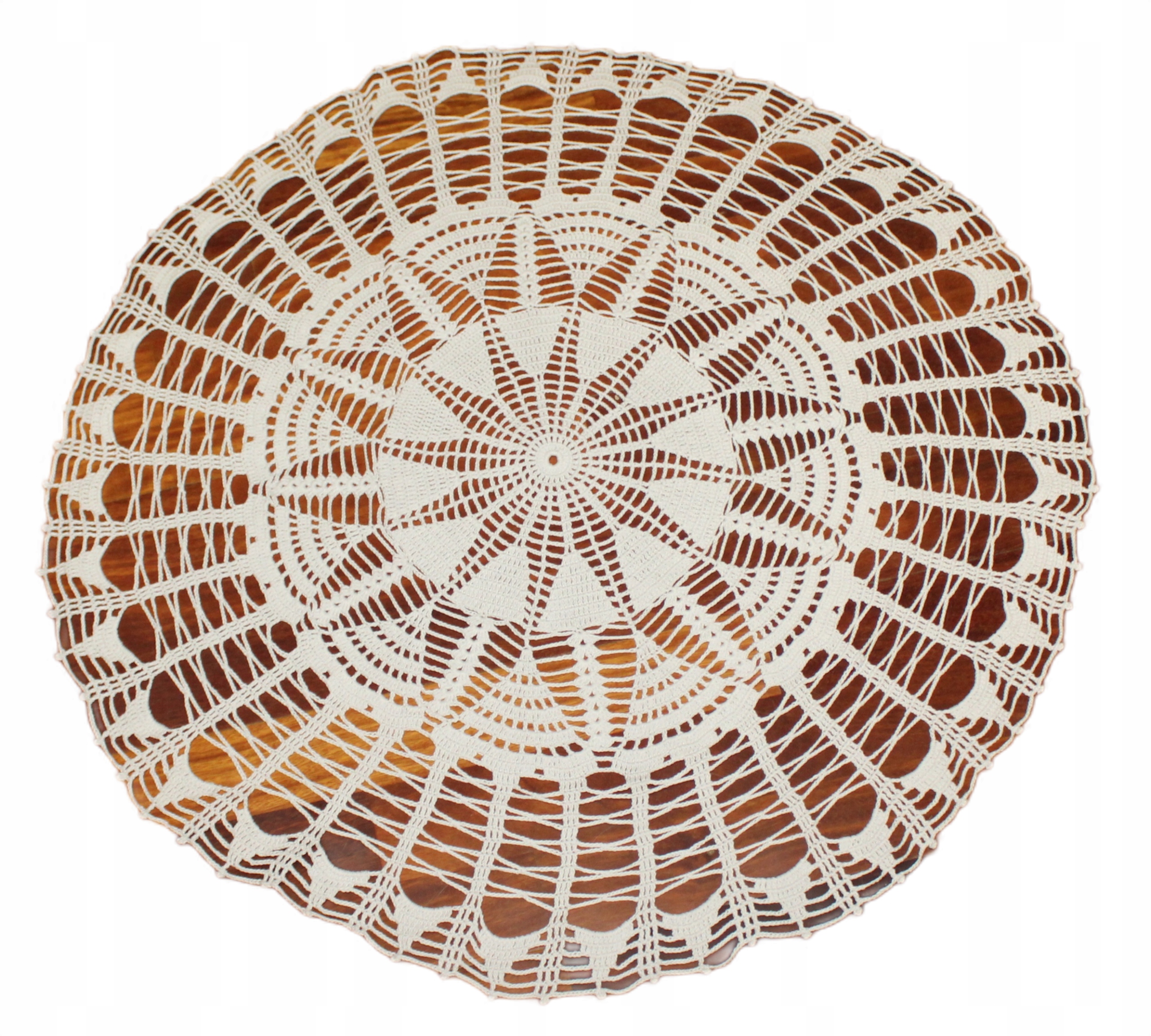 Kulatý háčkovaný Serveta 80 cm, bílý ubrousek, ruční práce, ruční výroba