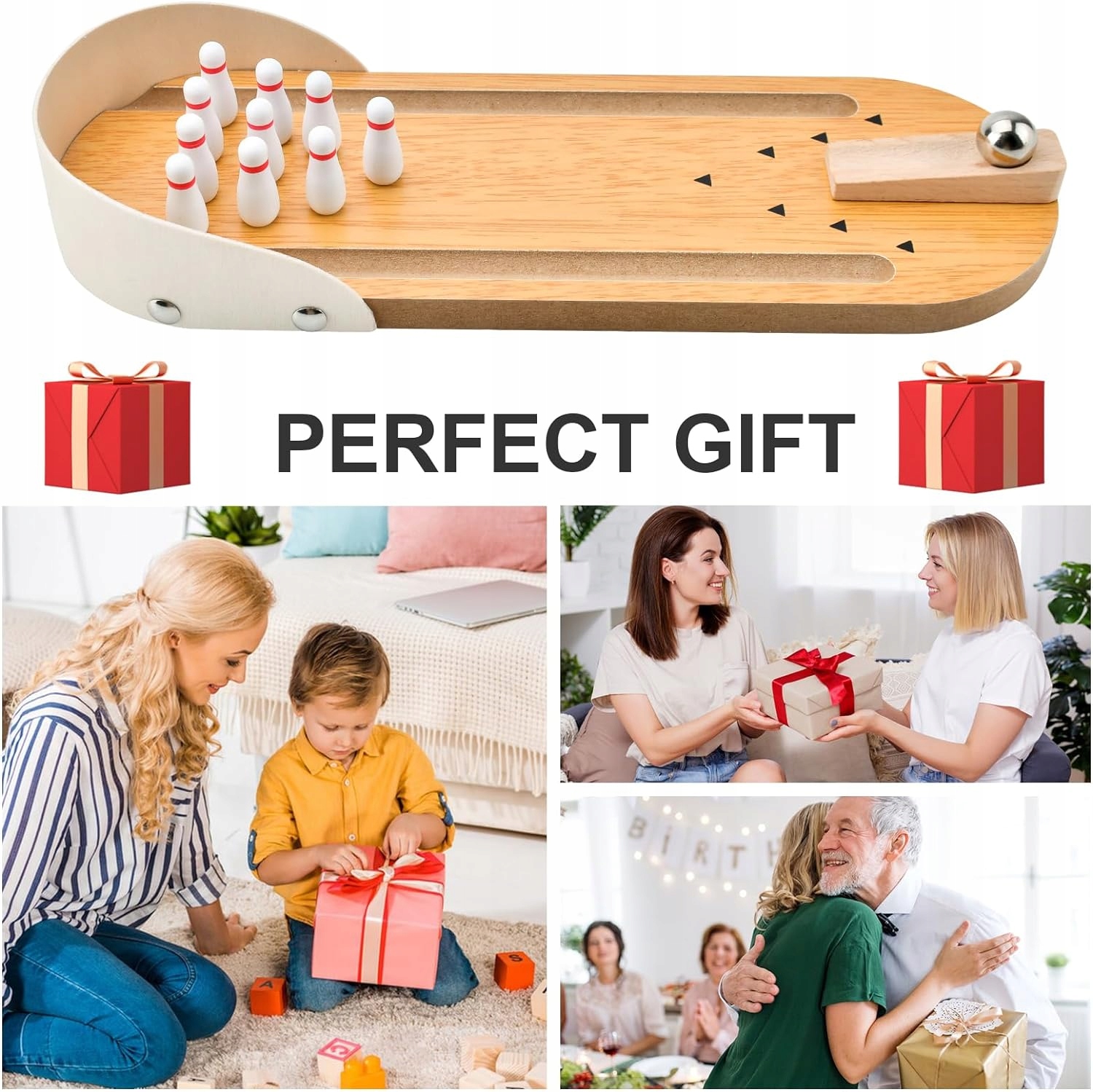 Tabletop Mini Bowling Game Set, Funny White Elephant Gifts for Adults Model XXL