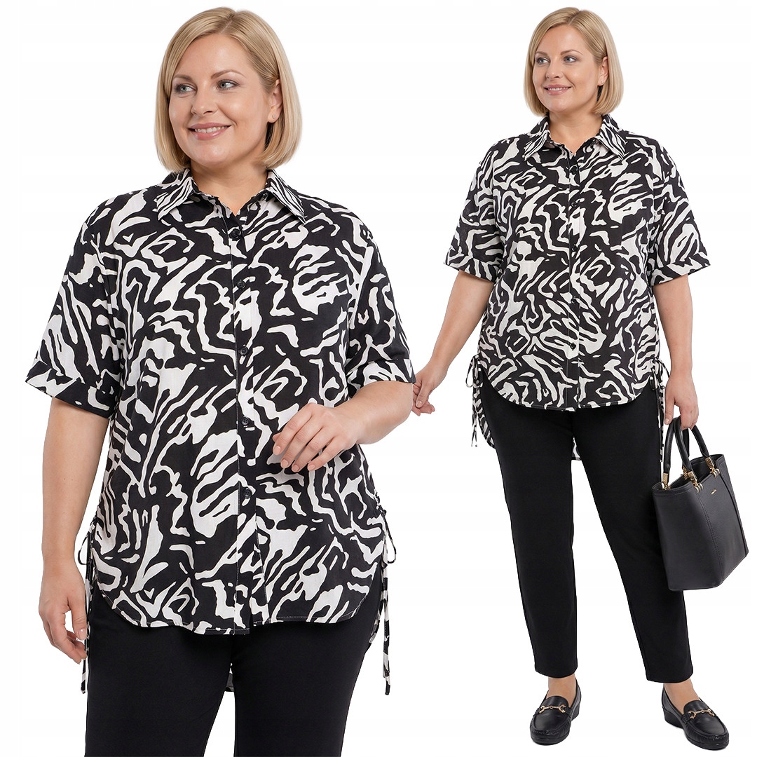 Černobílá košile s plus size vzory velikost 54/56