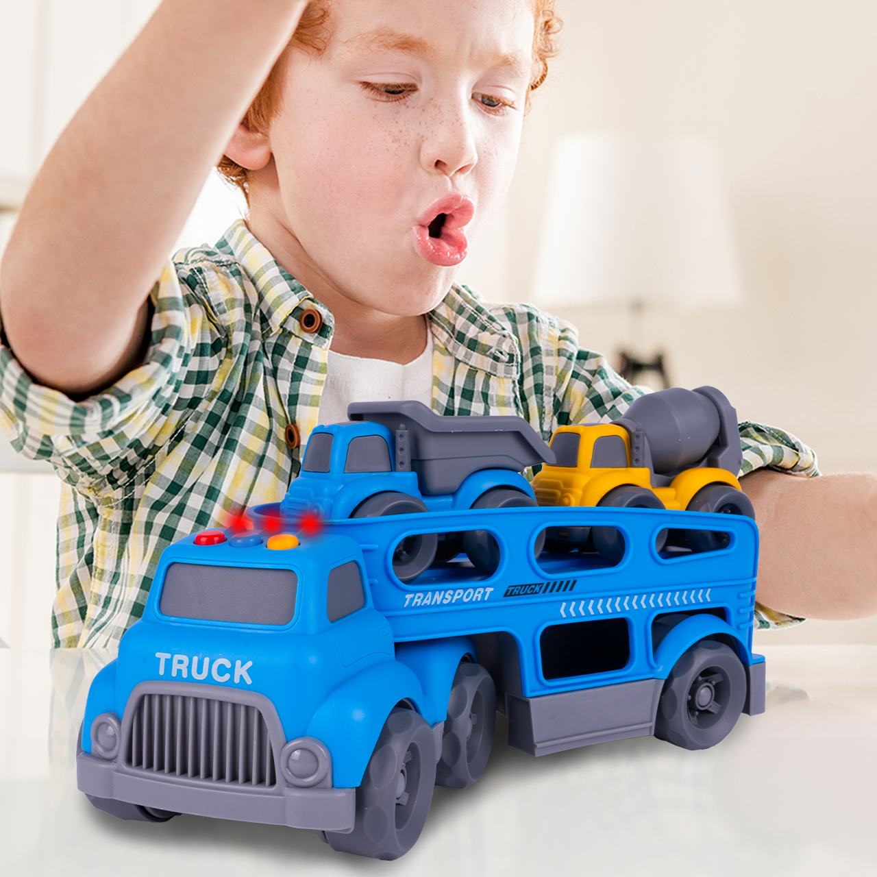 AUTO LAWETA CIĘŻARÓWKA SAMOCHODZIKI DLA DZIECI SAMOCHÓD BETONIARKA DZWIĘK Kod producenta 112064