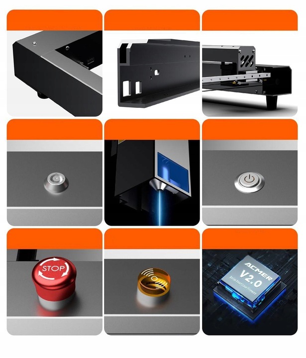 Grawer/ wycinarka laserowa ACMER P2 180W CNC 420*400mm + Air pompa 30L/MIN Model ACMER P2 33W 420*400mm + Air pompa 30L/MIN