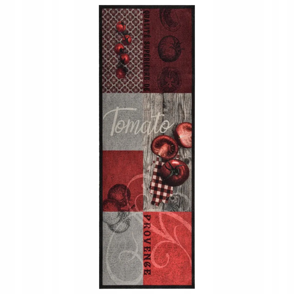 Podlahová rohožka s potiskem rajčat, protiskluzová, 180 x 60 cm, červená