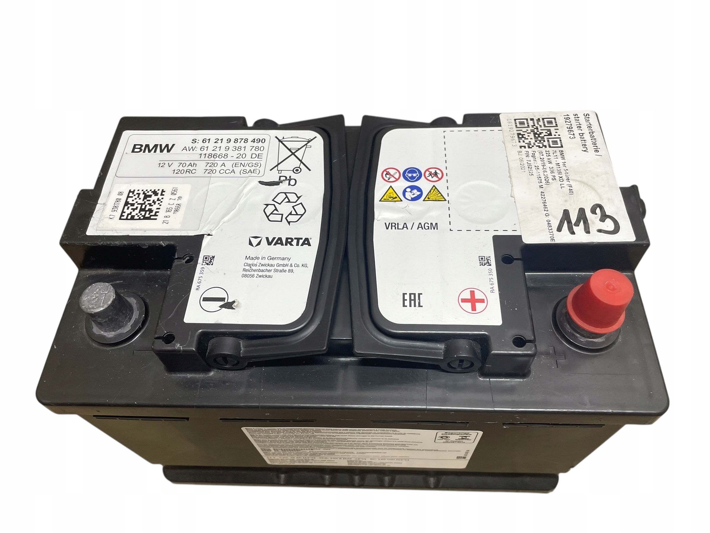 AKUMULATOR AGM START-STOP 12V 70AH 720A BMW 2021R Original