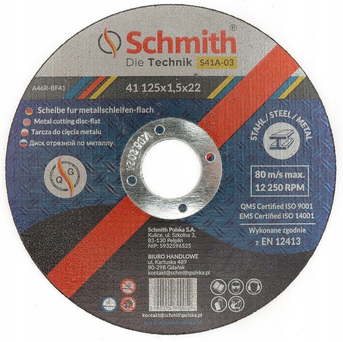 

Tarcza Do Cięcia Metalu 125x1,5 Mocna Schmith