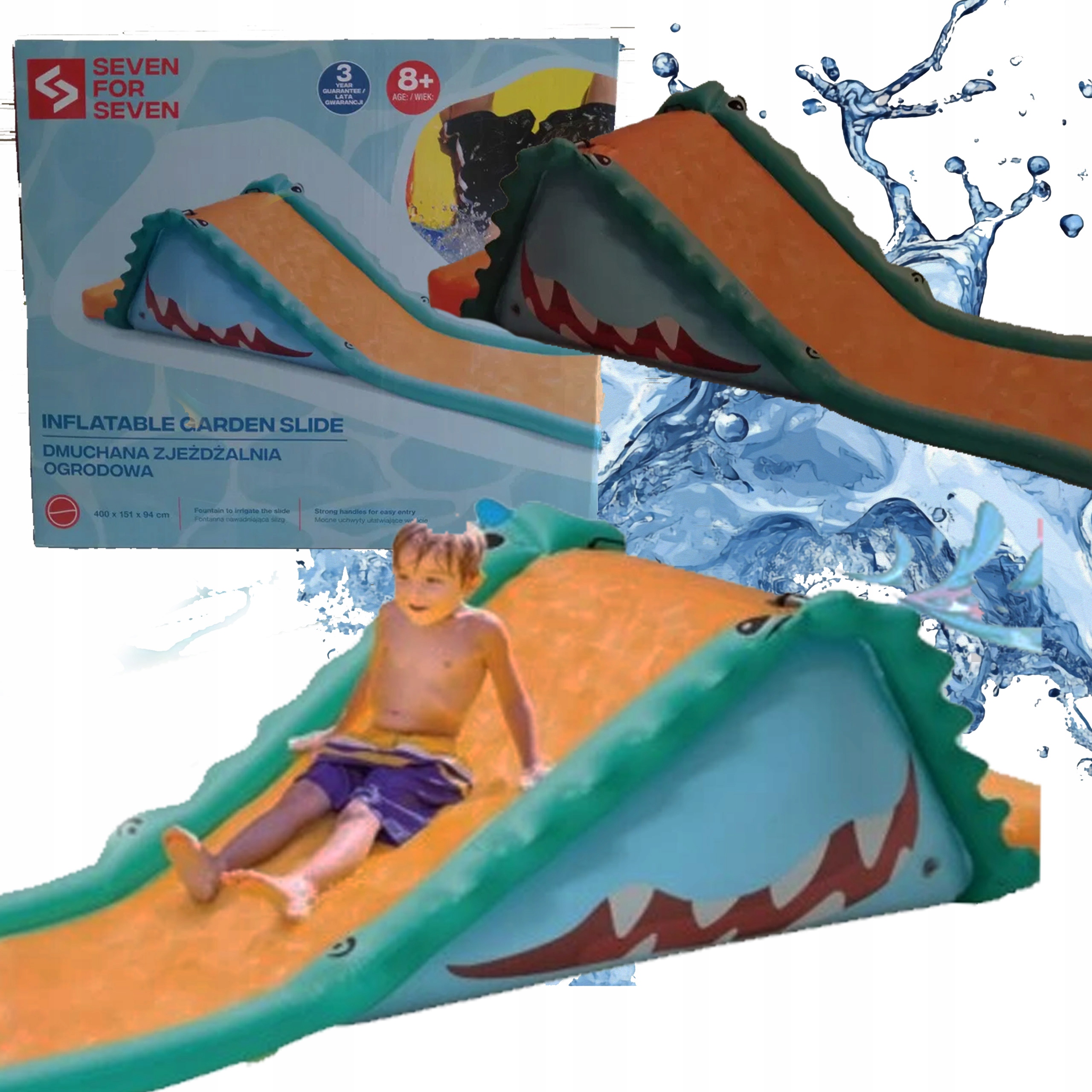 Zdjeżdżalnia Ogrodowa Ślizg W Kształcie Krokodyla Duża 400 cm