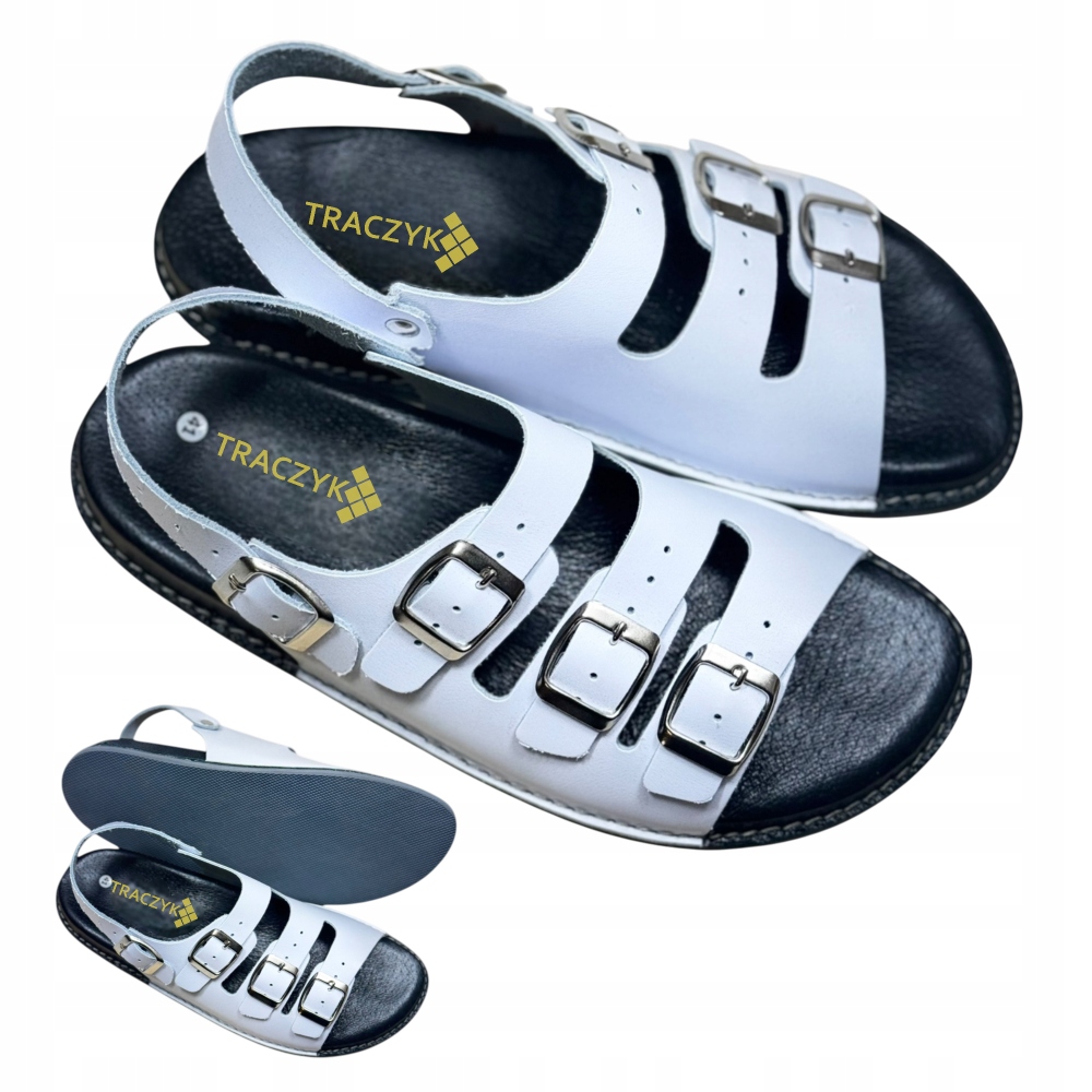 Sandály Nazouváky Traczyk Profilované Bílá Přírodní Kůže Fusbet vel. 38