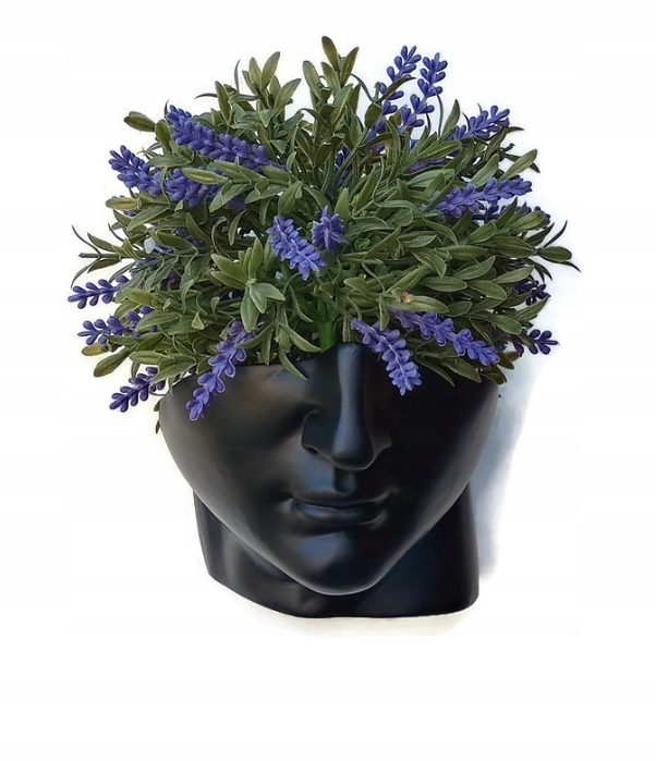 

Doniczka-oslonka głowa.Czarny matowy