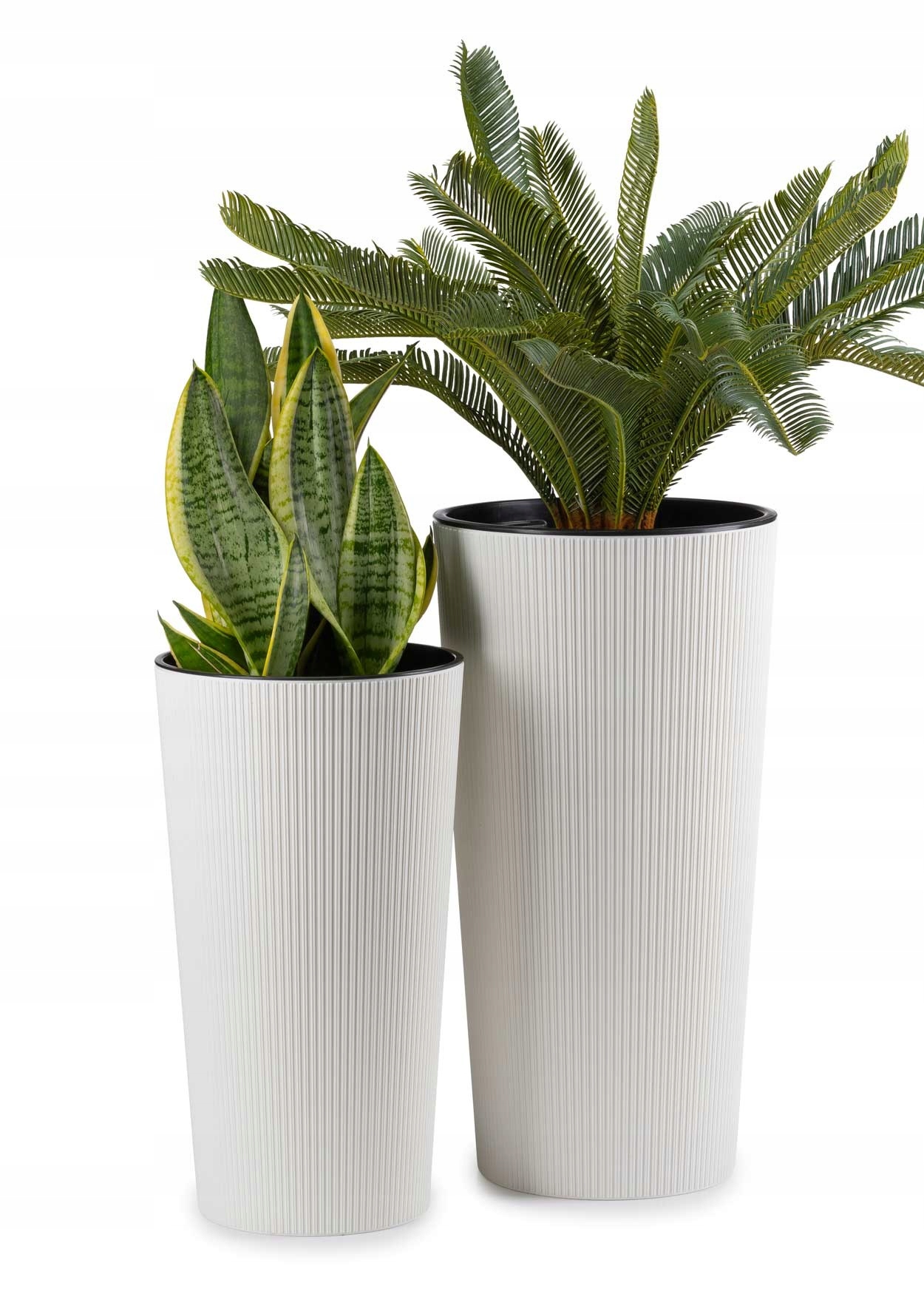 Sada květináčů Eco bílá 2 ks Květináč Vysoký Slim Elegantní do Obývacího pokoje Obal Na Květináč