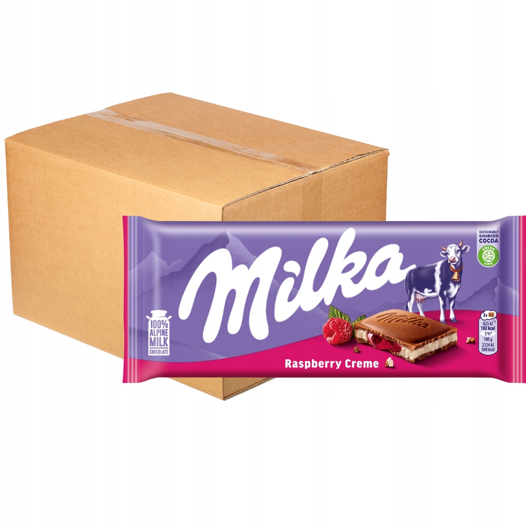 Milka Czekolada mleczna Raspberry Creme 100 g x 22 sztuk