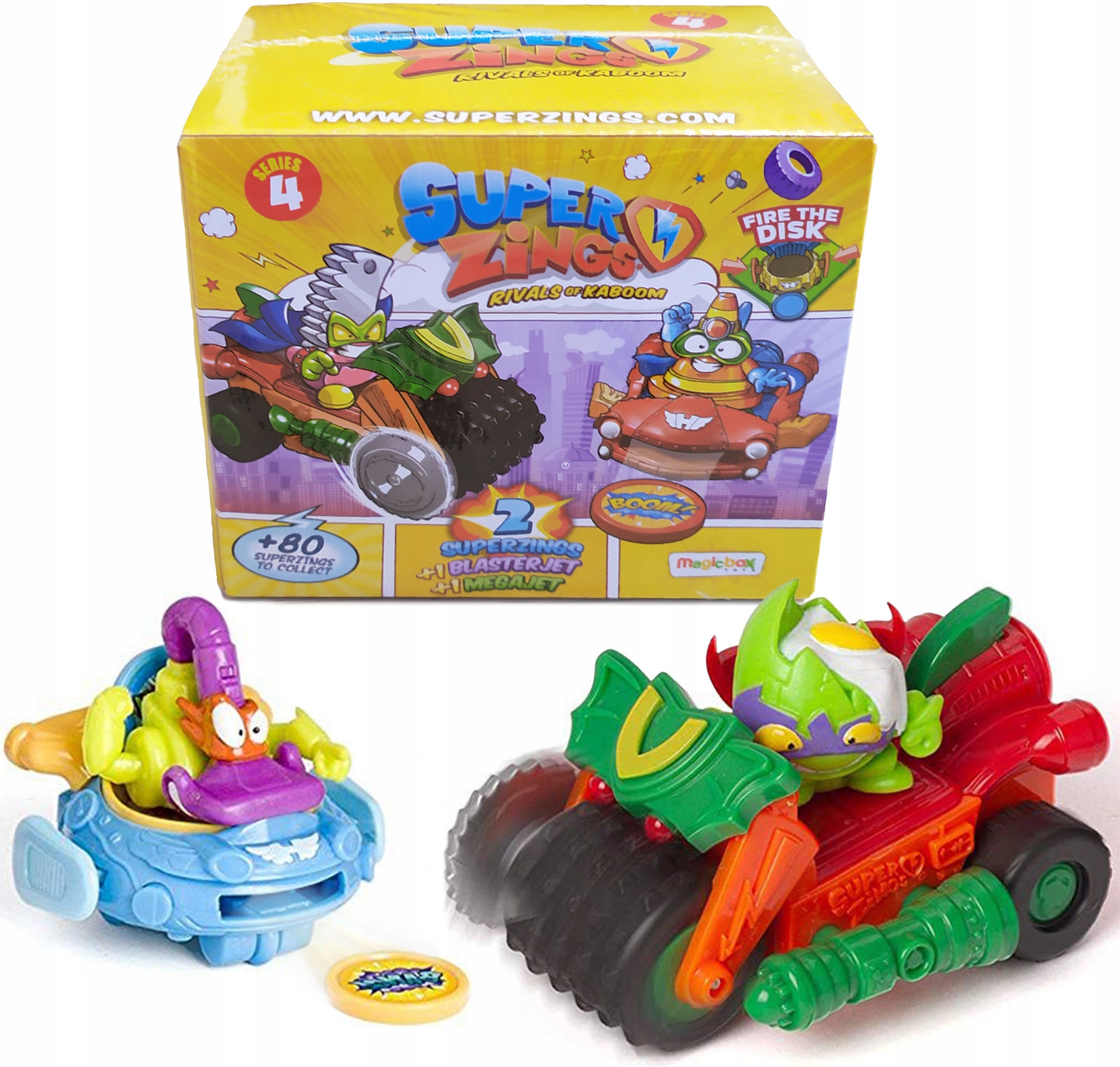 SUPER ZINGS 4 ZESTAW 2 FIGURKI + 2 AUTA: MEGA JET I BLASTER JET Płeć chłopcy