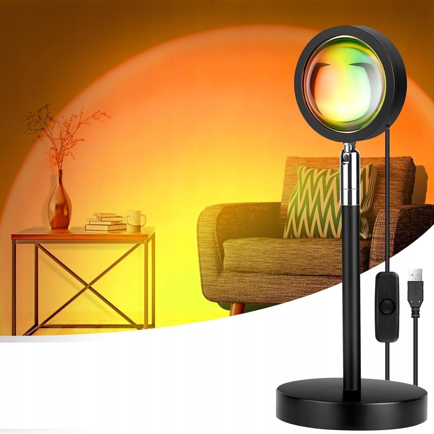 Lampka projektor DAMAHOU czarny ZACHÓD SŁOŃCA