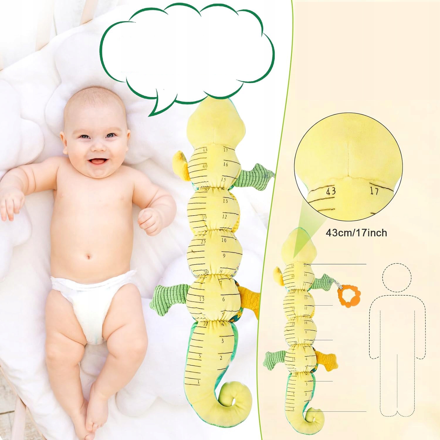 PLUSZOWA ZABAWKA KAMELEON SENSORYCZNA GRYZAK PISZCZAŁKA GRZECHOTKA MUZYKA Marka bez marki