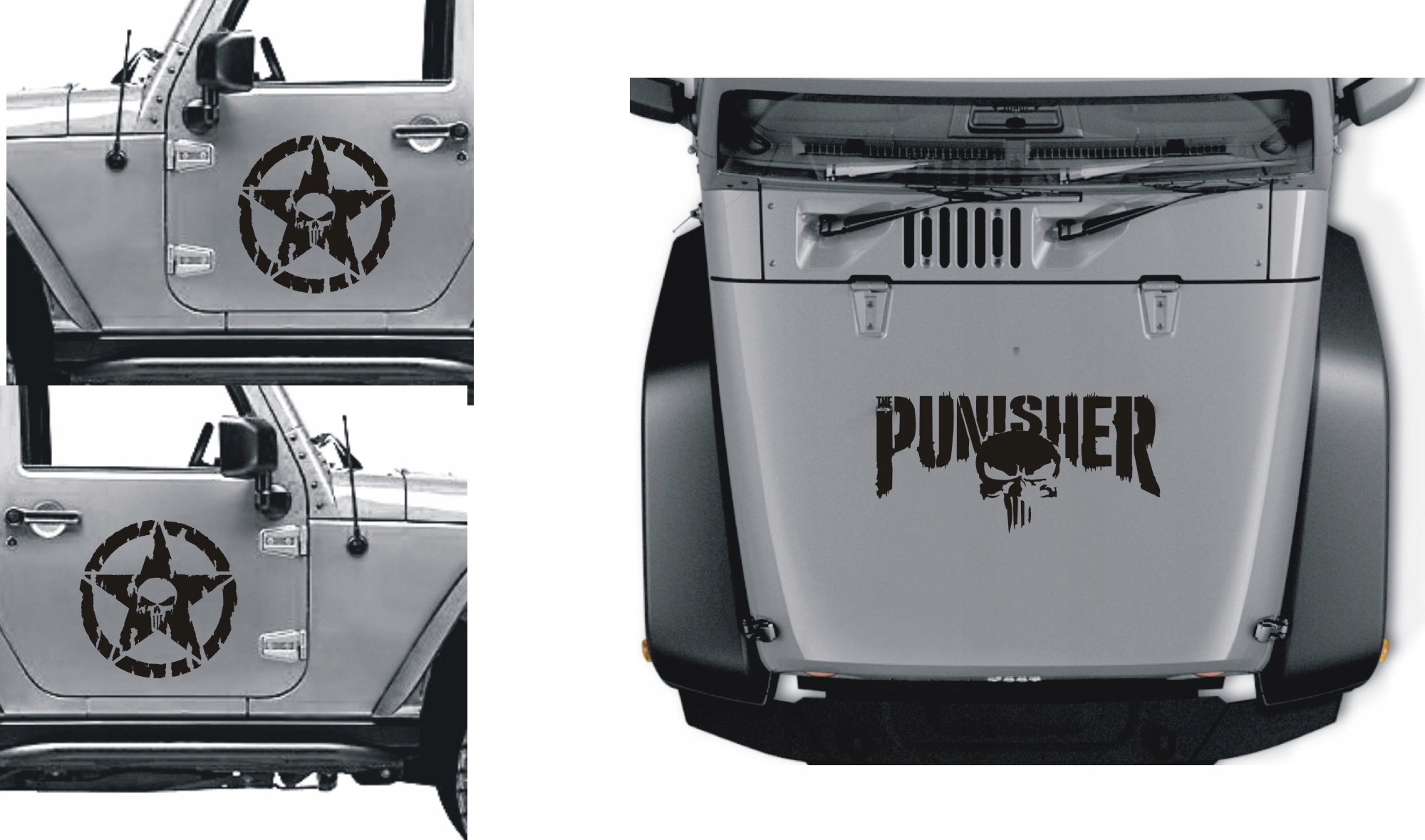 XL PUNISHER JEEP naklejki maska drzwi TUNING 4x4