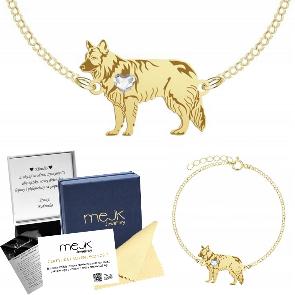 Zlatý náramek ze staroněmeckého ovčáka 925 Šperky Žena Gravírování