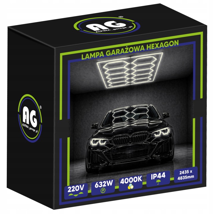 Led lampa Hexagón Stropný panel do garáže 632W 4000K 244x484 cm