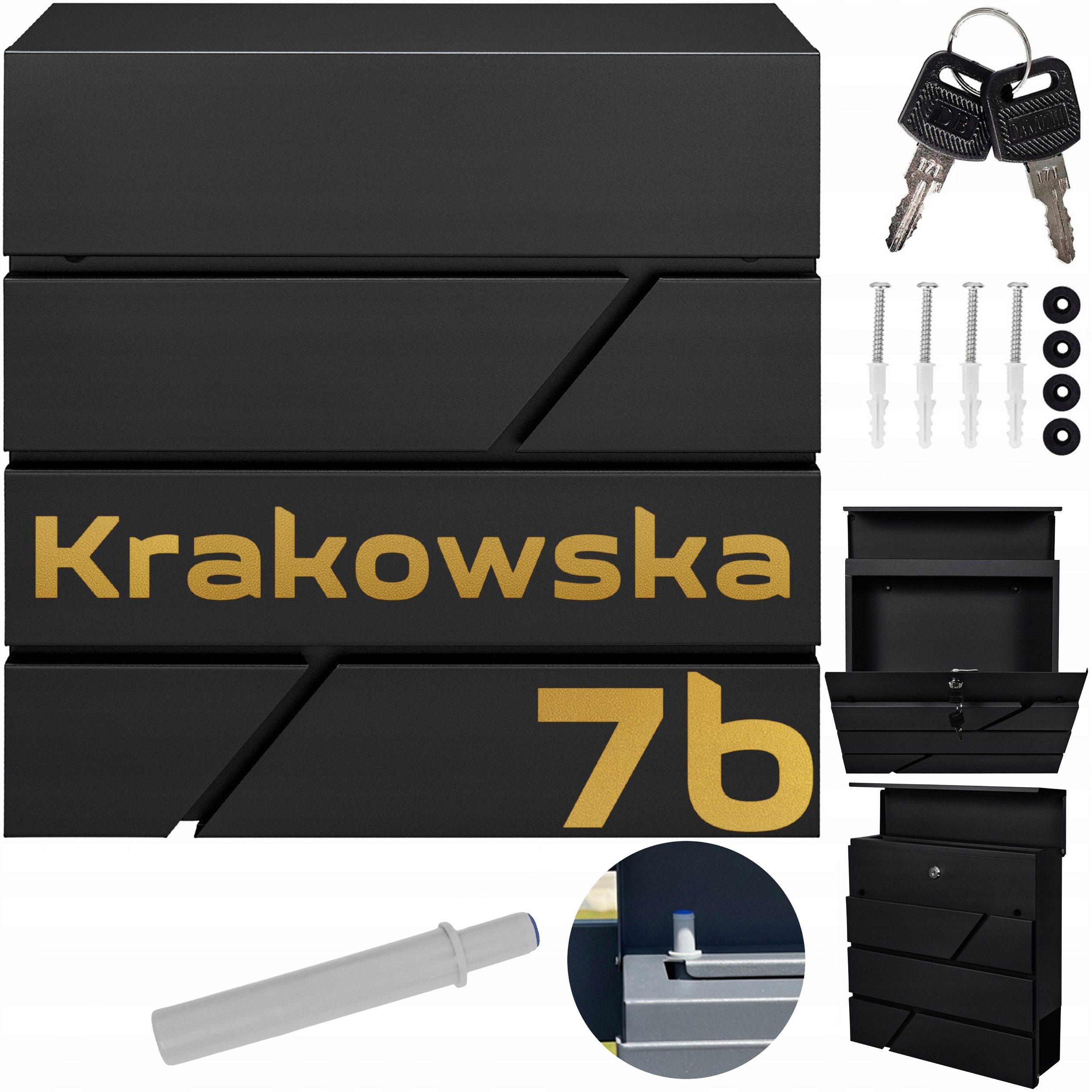 Poštovní Schránka Modern Černá Zlatý Vzor