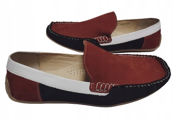 Mokasíny kůže Faber F33/02/03 Red Navy White r45