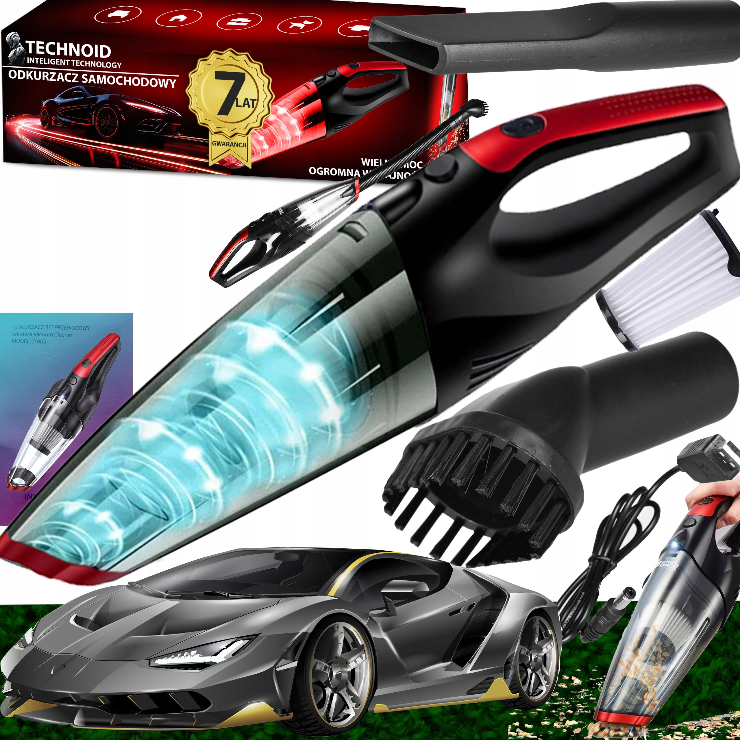 Odkurzacz Cyklonowy Samochodowy Bezprzewodowy 400W Bezworkowy XL
