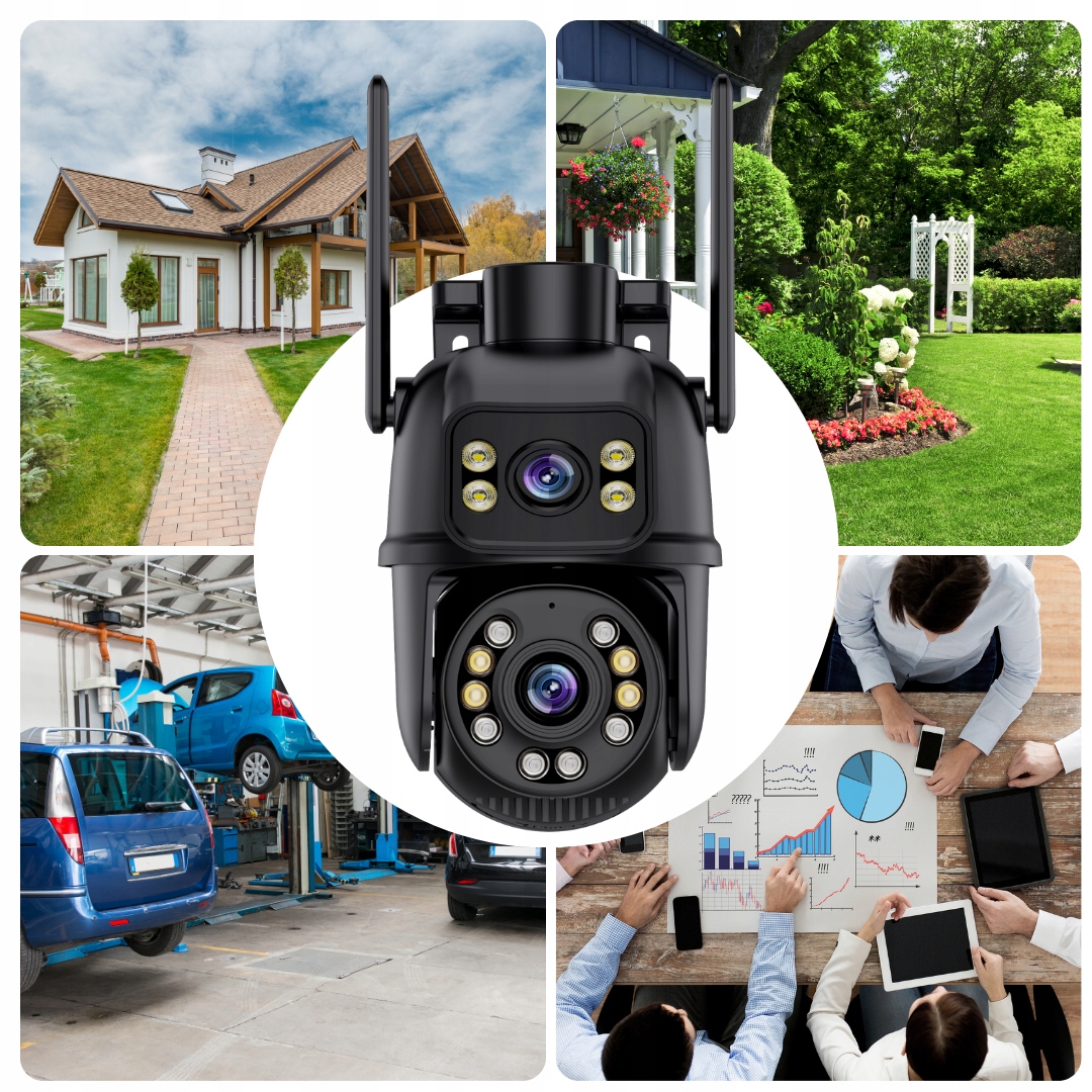 PODWÓJNA KAMERA OBROTOWA WIFI IP UHD AUDIO ZEWNĘTRZNA 6MPX 6MP 4K DETEKCJA Zawiera baterie nie