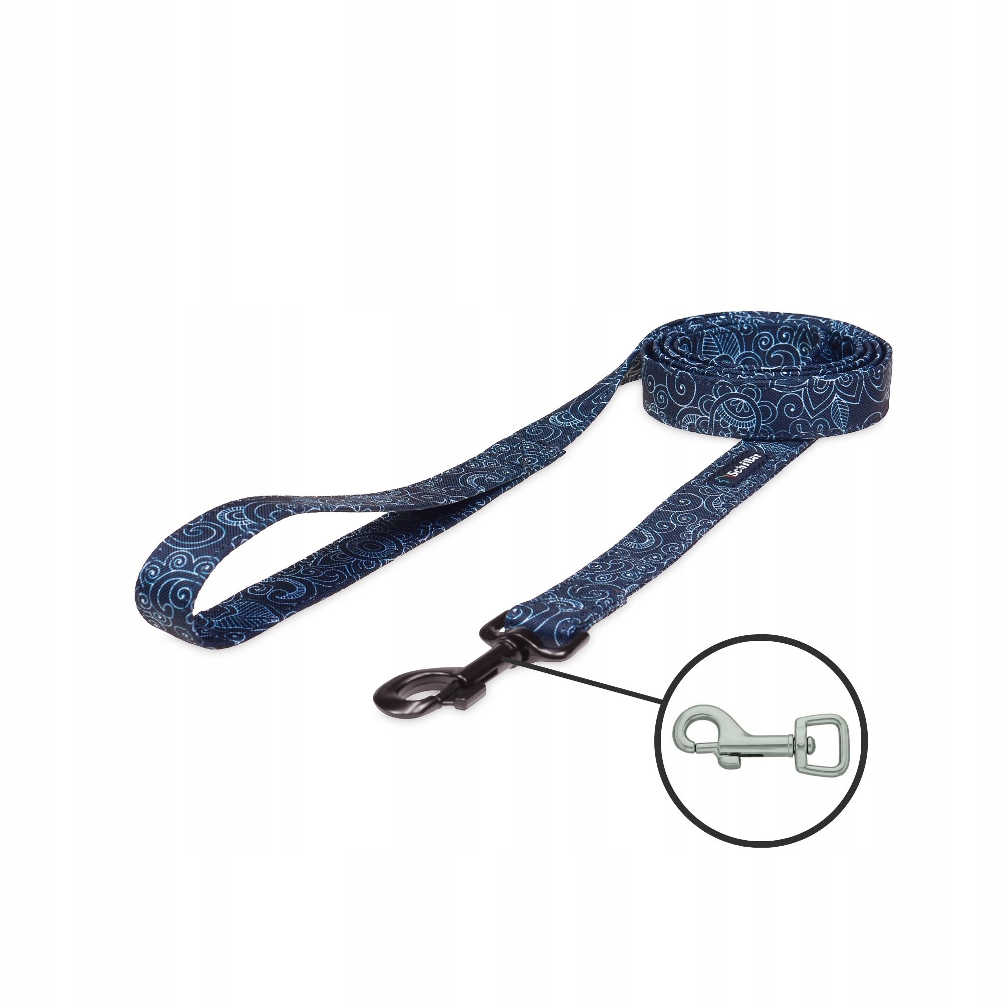 Levně Vodítko městské pro malého psa černé paisley 150cm 15mm Xxs Xs