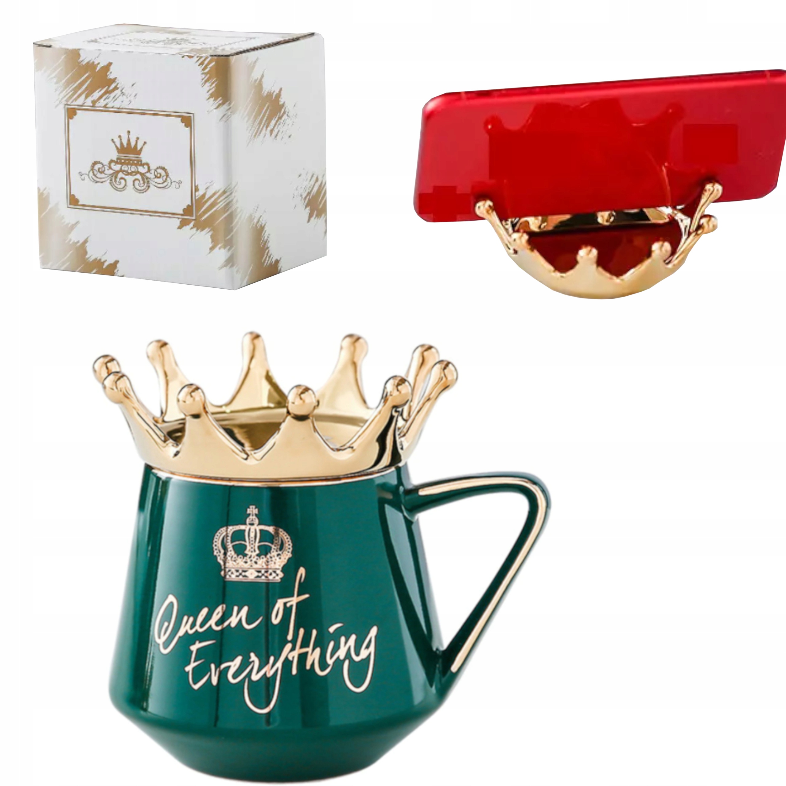 

Kubek dla niej Królowej Boho Zieleń Złoto Queen