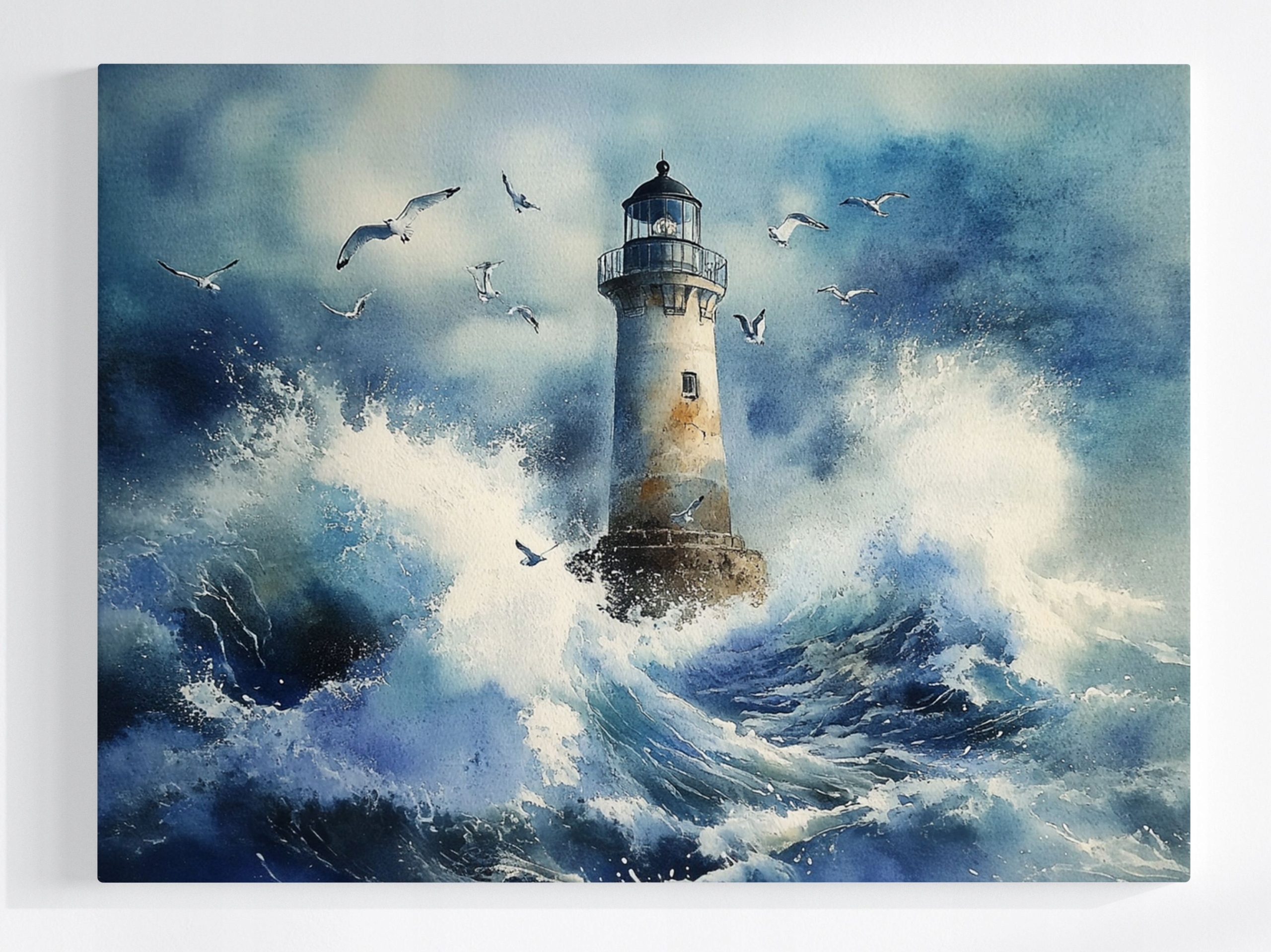 Obraz Na Plátně Canvas Maják Moře Voda Vlny Bouře Mewy 80x60