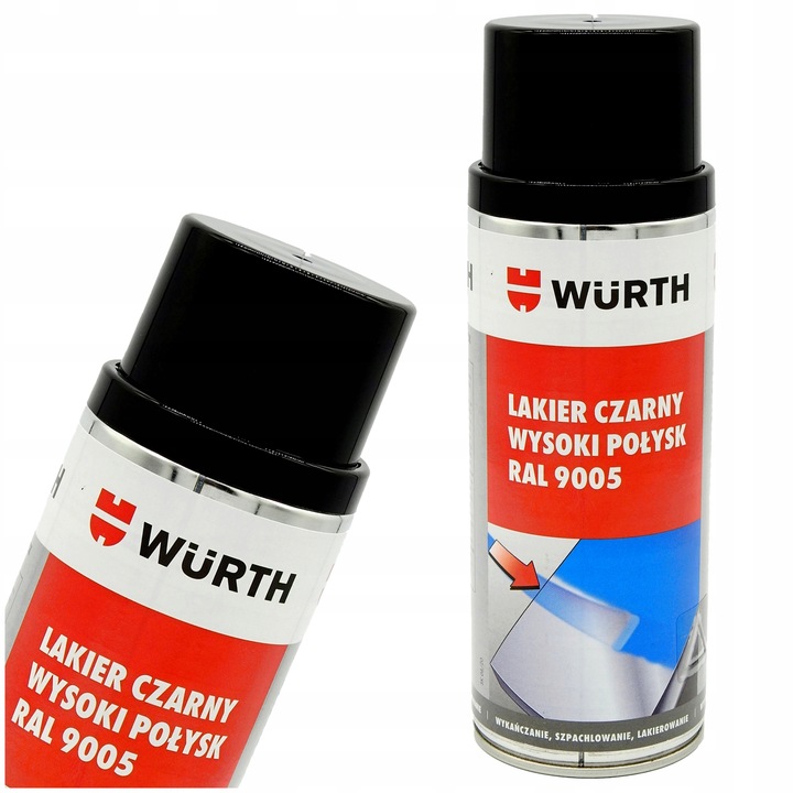 WURTH Czarna Farba do Metalu Drewna w Sprayu Wysoki Połysk SZYBKOSCHNĄCA Stan opakowania oryginalne