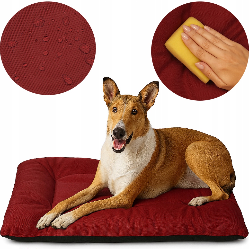 Levně Pelíšek pro Velkého psa, odolný, polštářový, Potah 120x80, Voděodolný, vínový