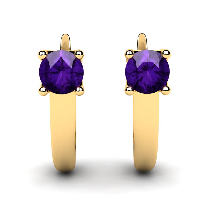 

Kolczyki Złote Klasyczne Z Fioletowymi Cyrkoniami