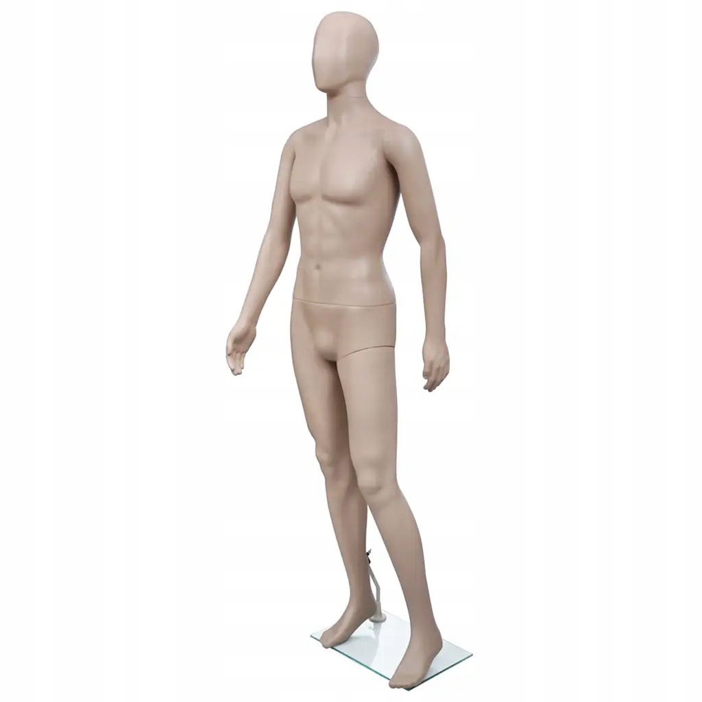 Pánská 6-dílná otočná figurína, Pe, sklo, hliník, béžová, 47 x 187 cm