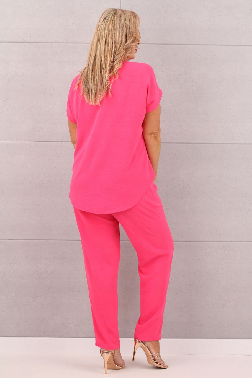 ELEGANCKI KOMPLET DAMSKI DUŻE ROZMIARY POLSKI PRODUCENT BLUZKA I SPODNIE Rozmiar 44