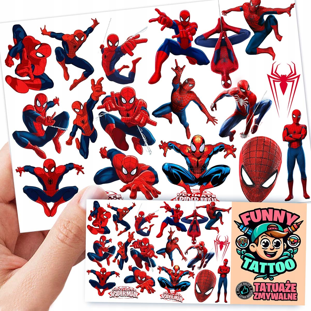 TATUAŻE DLA DZIECI ZMYWALNE TYMCZASOWE SPIDERMAN