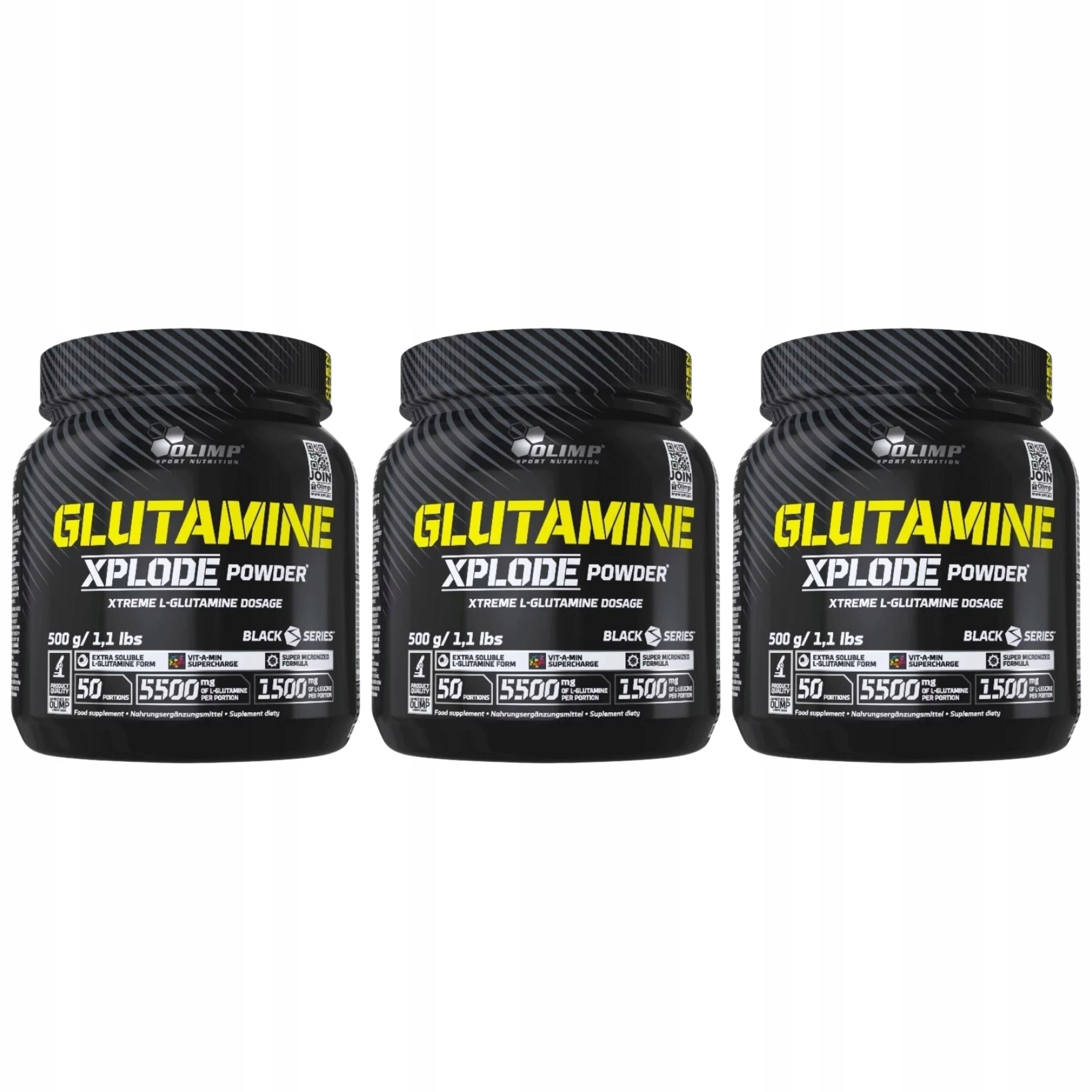 3x Glutamin L-Glutamin L-Leucin Regenerace svalů 500 g Olimp