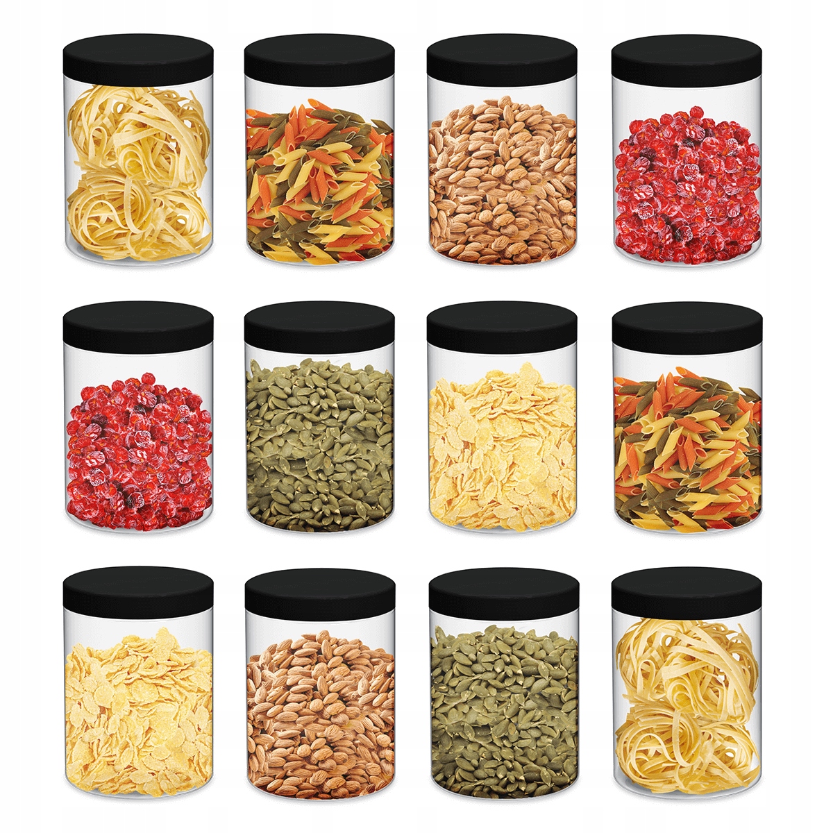 

Słoik pojemnik plastikowy makaron 1L 1000ml x12 Cz