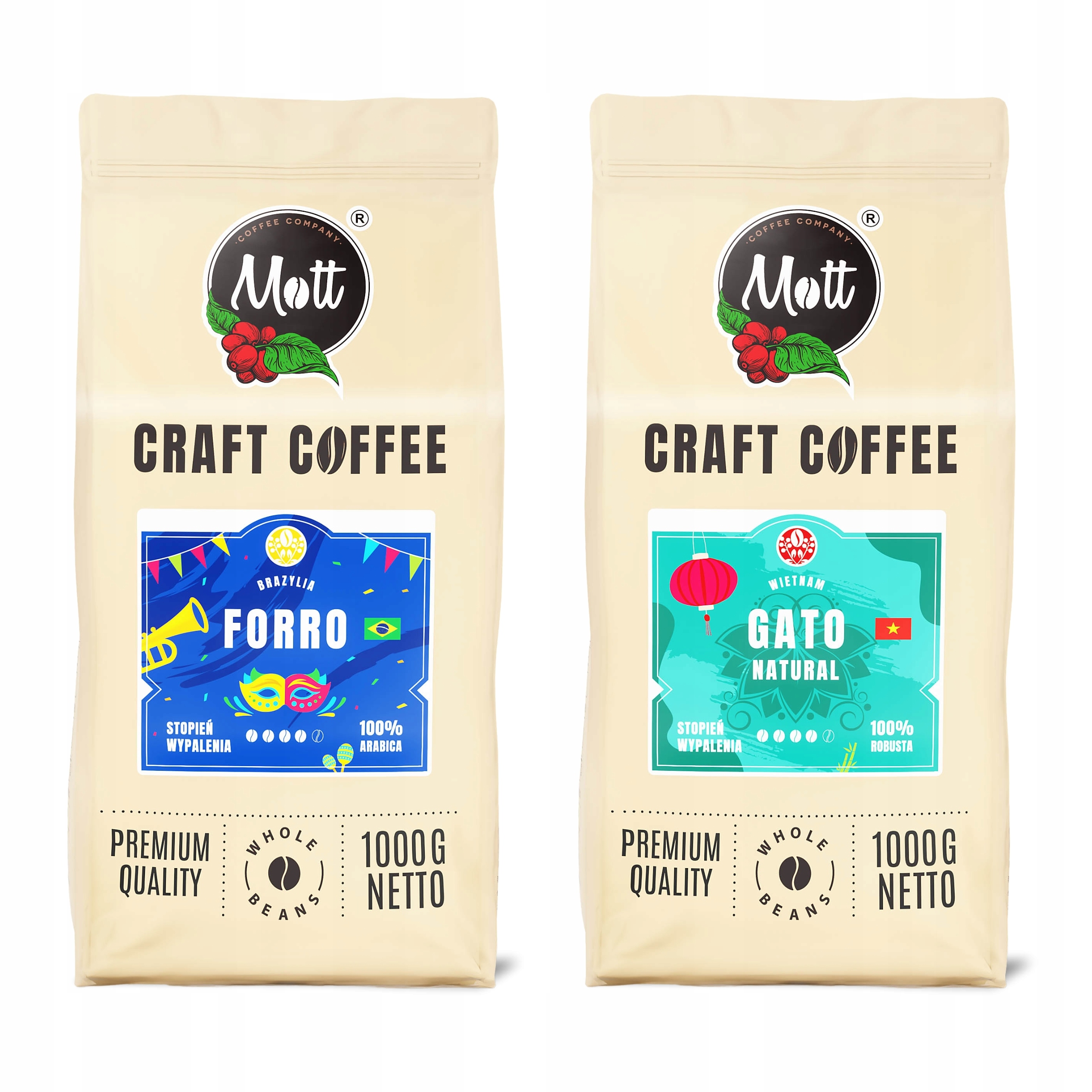 Levně Sada Káva zrnková 1kg x2 Čerstvě pražená Mott Coffee Brazílie Vietnam