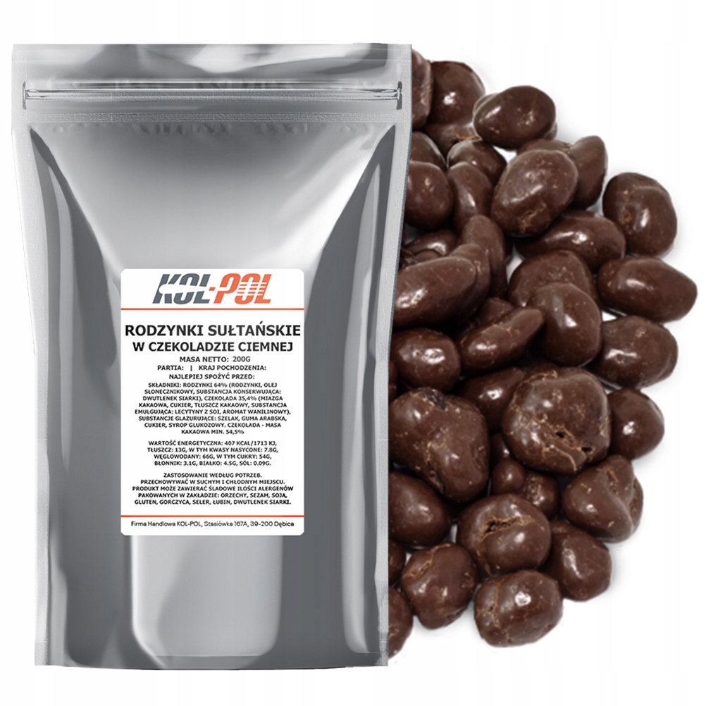 Levně 2x Rozinky V Hořké Čokoládě 200 g Rozinky sultánky, kvalita Kol-Pol