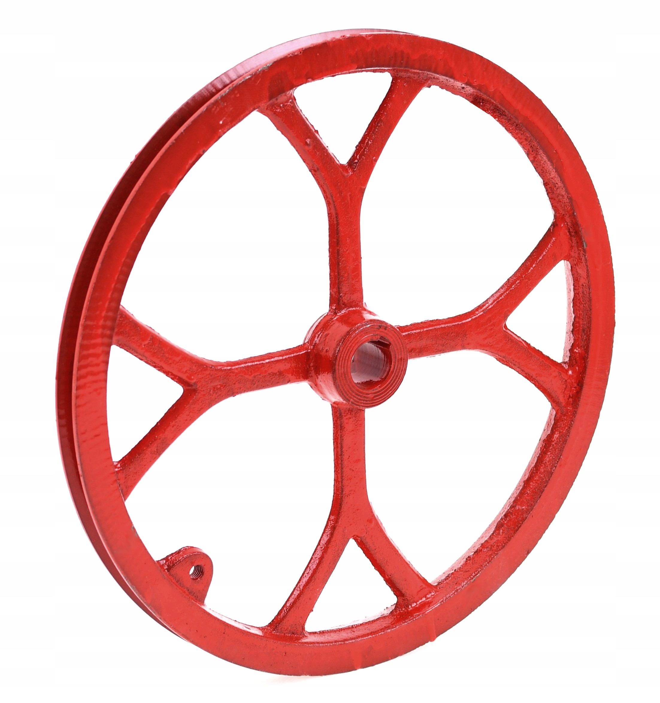 KOŁO PASOWE ŻELIWNE do MASZYNKI oś Fi22 mm / 30cm Kolor dominujący czerwony