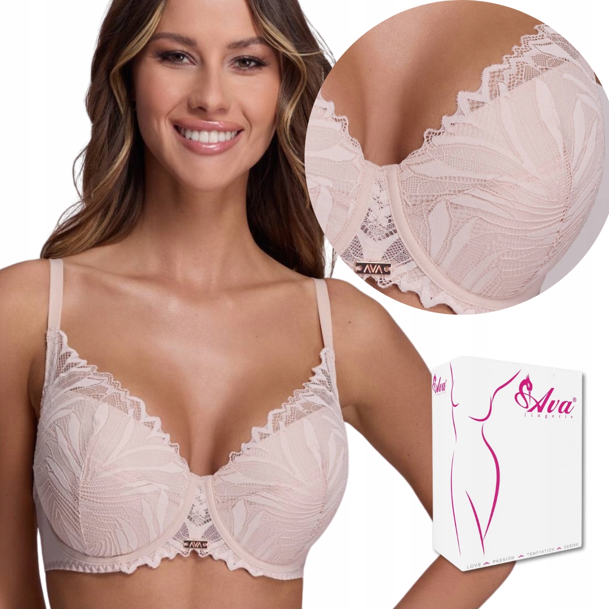 Push-up podprsenka Ava 2104 Krajková Vyjímatelné Vložky 75B