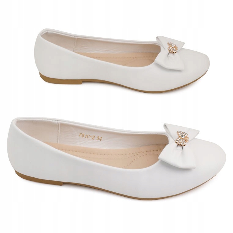 

Balerinki dziewczęce buty komunijne białe baleriny