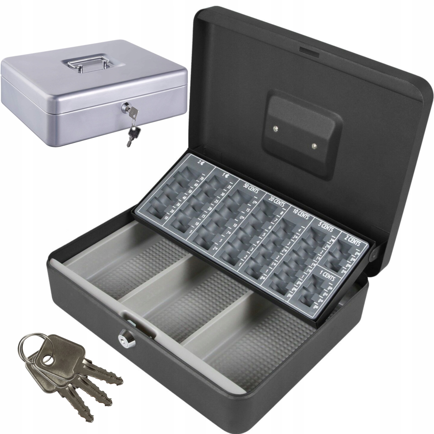 

Kasetka Metalowa Na Pieniądze Euro Bilon 3 klucze