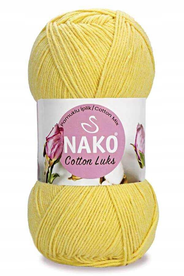 Włóczka Nako Cotton Luks 100g bawełna akryl 97554 jasny zółty